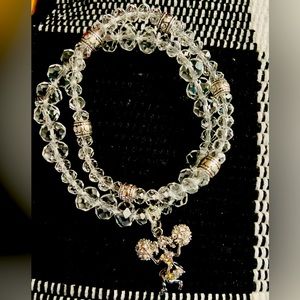 Crystal bracelet with cheerleader charm
